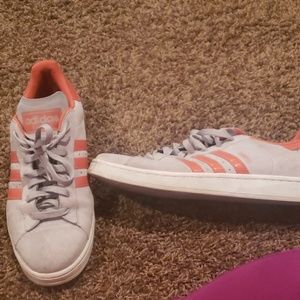 Grey & Orange Adidas suede Campus